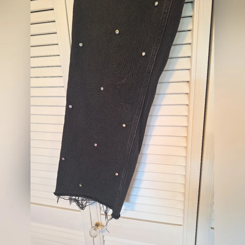 Zara Black Embellished Rhinestone Vintage Style Jeans Sz 6 *U - Picture 7 of 8